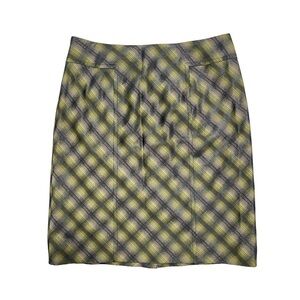 Anne Klein Green Yellow Blue Argyle Plaid Straight Pencil Skirt Woman’s‎ 8